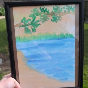Framed Landscape Watercolor Art in Black Frame